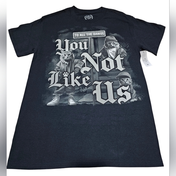 Other - Graphic Tee Black "You Not Like Us" Cat Tshirt. Size Small, New With Tags